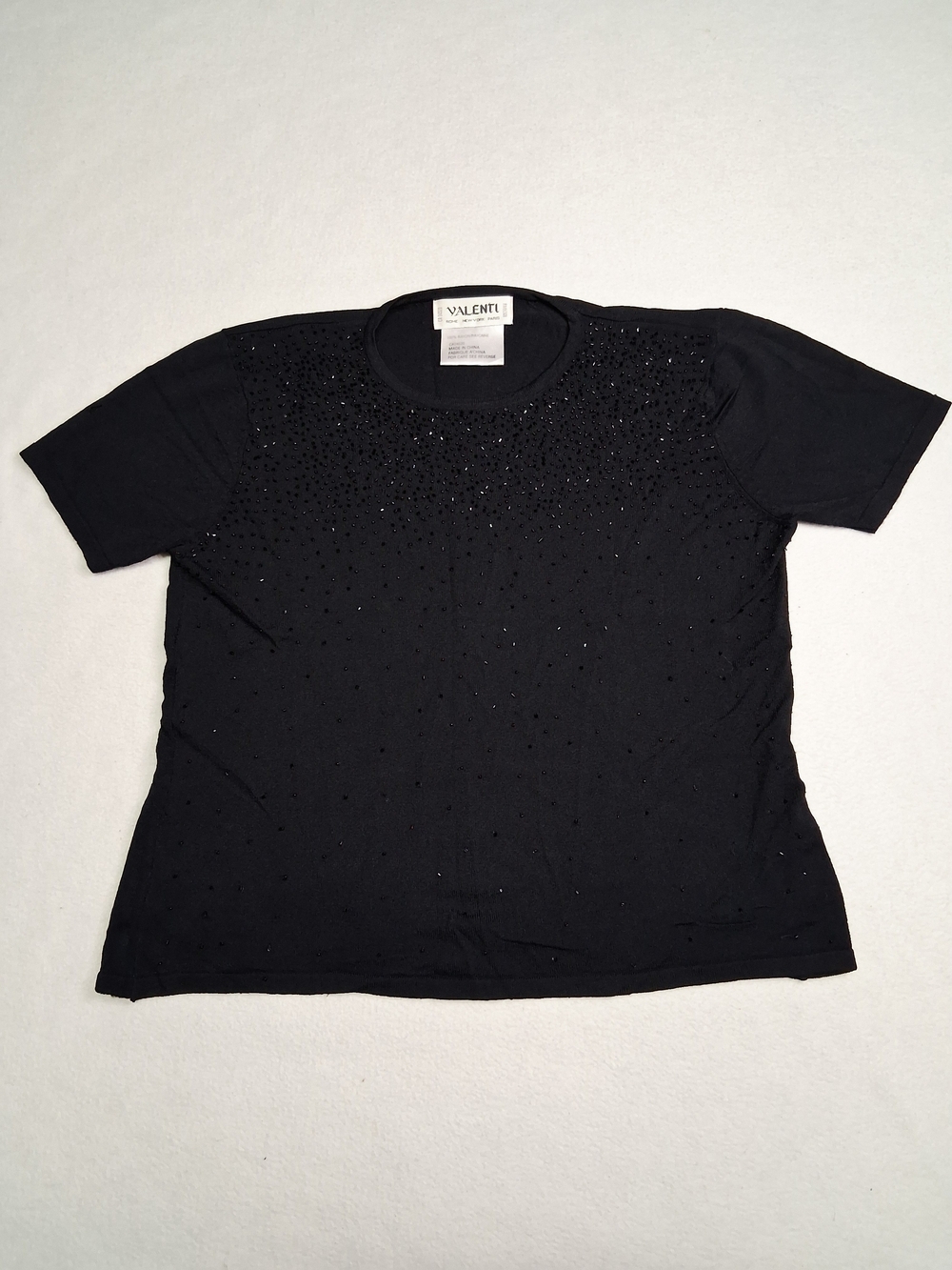 Valenti Black Short Sleeve Embellished Tee